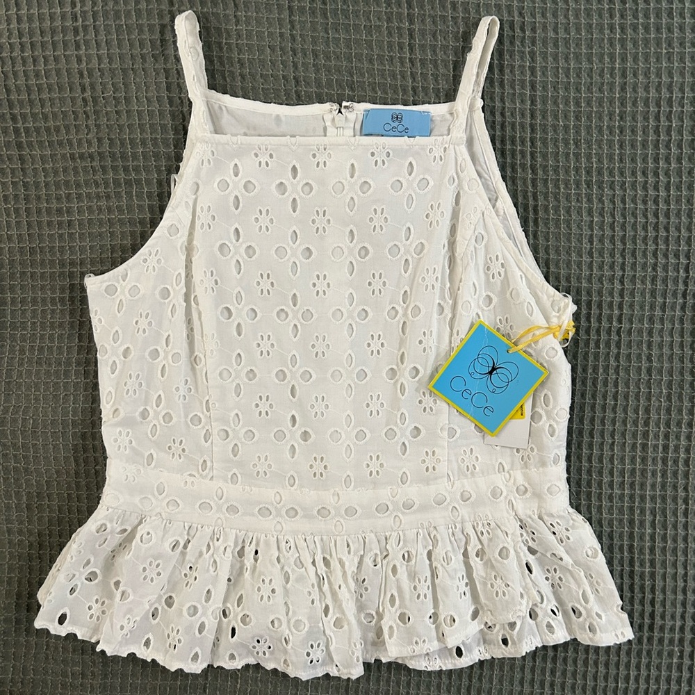 NWT CeCe Square Neck Eyelet Tank
